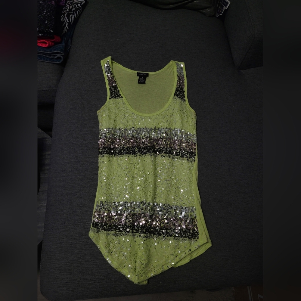 rue 21 Green Sequin Tank Top
